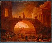 Hubert Robert Fire of Rome Sweden oil painting artist